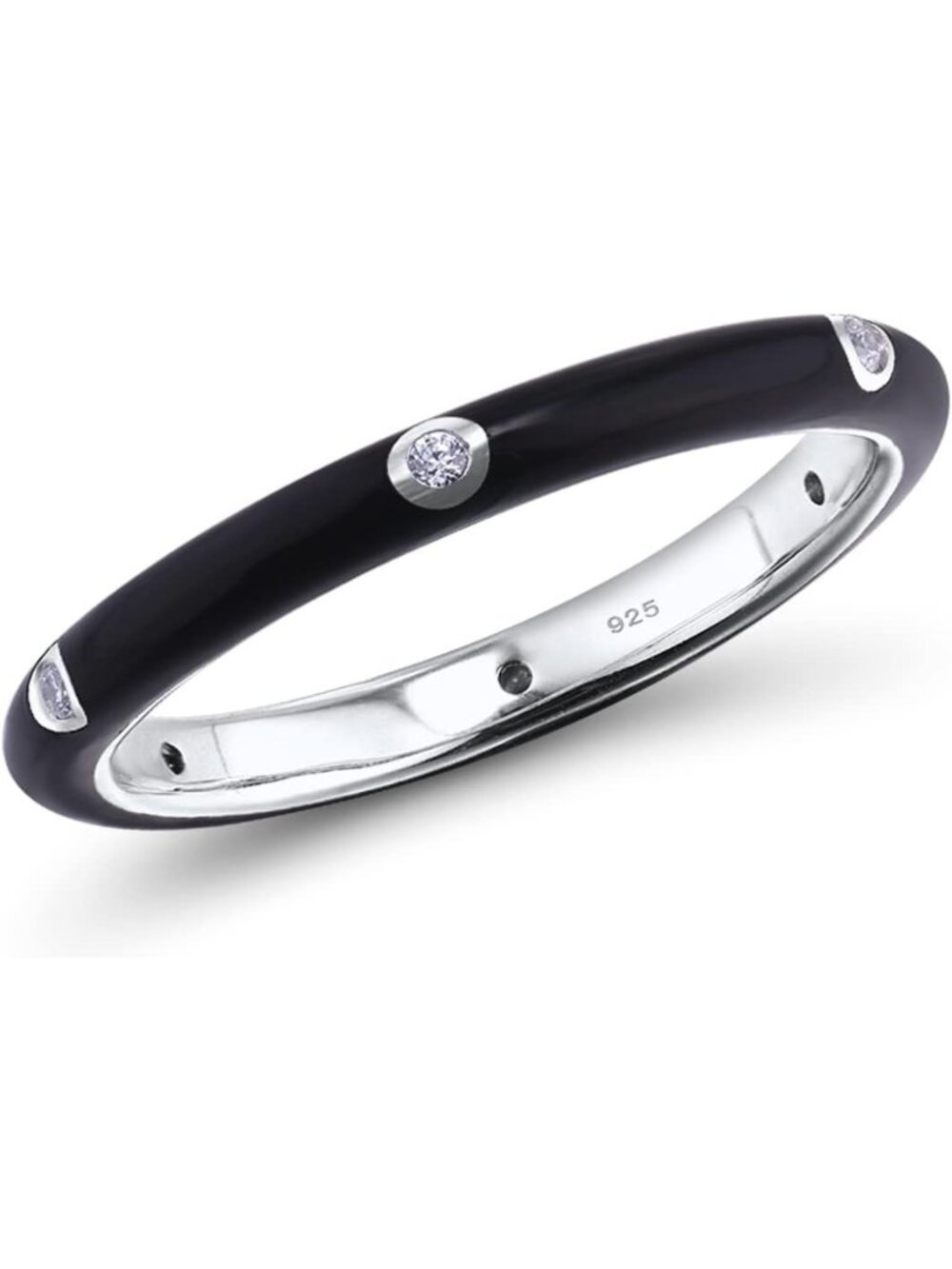 Colorful Stackable Enamel Ring | 925 Sterling Silver Rainbow Eternity Band for